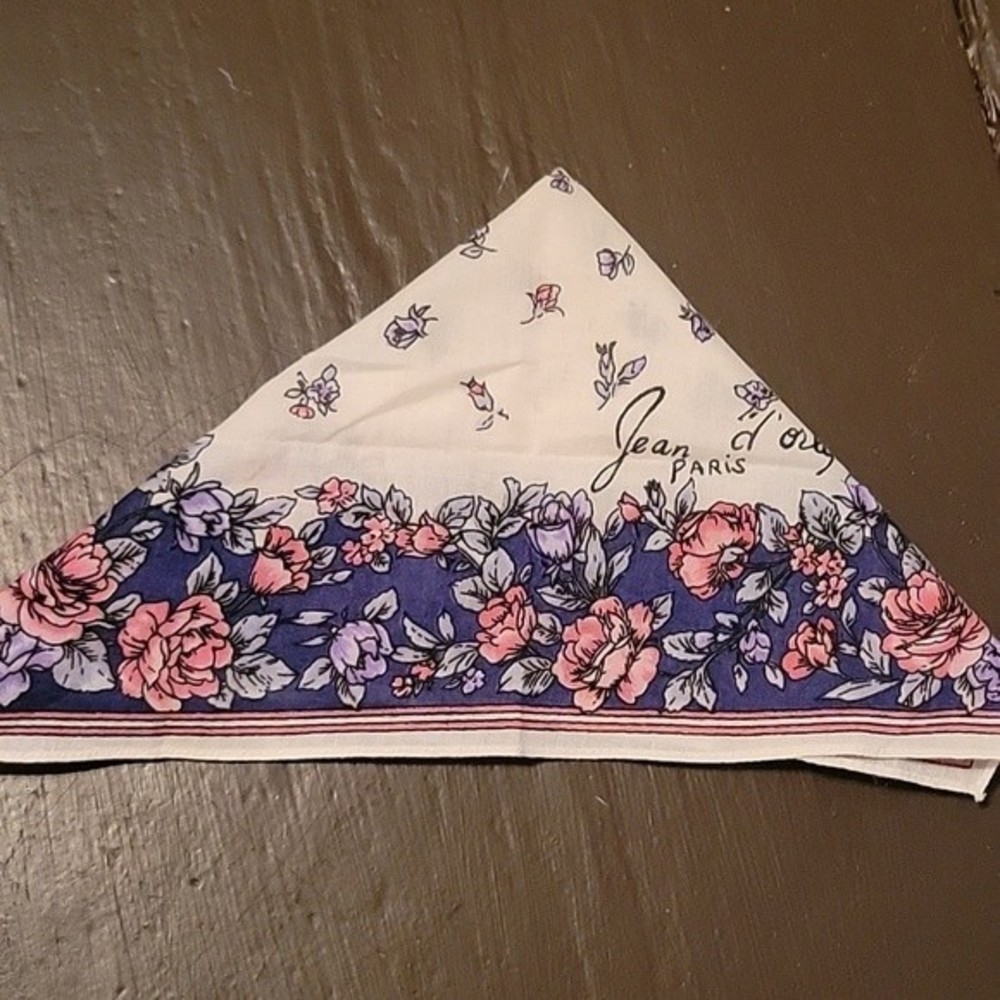 Vintage Jean D'orly Paris Handkerchief with Roses